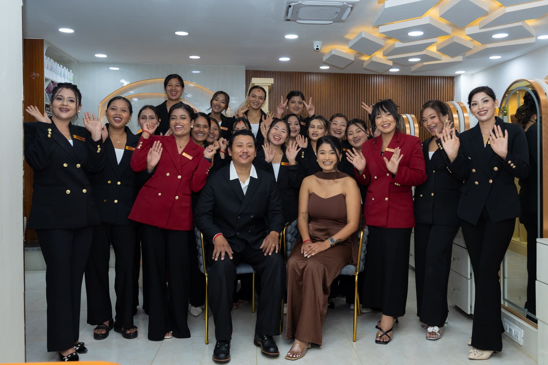 The Refined Beauty Hub team at our salon in Lazimpat, Kathmandu